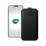 Slabo universelle Schutzhülle für Smartphone (max. 173 x 81 x 10 mm) universal Schutztasche Handyhülle Case mit Magnetverschluss aus Kunstleder - SCHWARZ | Black