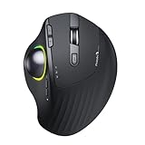 ProtoArc Bluetooth Trackball Maus Kabellos Wireless, RGB EM01 2.4GHz wiederaufladbare ergonomische Maus, 3 DPI einstellbar, Daumensteuerung, Verstellbarer Winkel, für PC, iPad, Mac, Windows