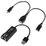 USB LAN Adapter USB 2.0 zu RJ45 Gigabit Ethernet Adapter, Netzwerkadapter 0 bis 10/100 Mbps mit USB OTG Adapter, Kompatibel mit Amazon FIRE TV/Stick GEN 2/3/4