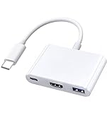 USB-C auf HDMI Multiport Adapter, Typ-C Digital AV Hub mit HDMI (4K @ 60Hz) Ausgang & USB 3.0 Port & 100W PD-Ladeanschluss für Apple MacBook Pro, Air, iPad Pro, Pixelbook, XPS, Galaxy und mehr (weiß)