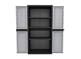 Kreher XXL Kunststoffschrank mit 3 höhenverstellbaren Böden und abschließbaren Türen. Maße BxTxH in cm: 89,7 x 53,7 x 180 cm