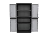Kreher XXL Kunststoffschrank mit 3 höhenverstellbaren Böden und abschließbaren Türen. Maße BxTxH in cm: 89,7 x 53,7 x 180