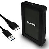 SUHSAI Robuste tragbare Festplatte 500GB High Speed Stoßfest - 2,5 Zoll externe HDD USB 3.0 Anti-Drop-Abdeckung kompatibel mit PC/Mac/Xbox One/Window/Gaming/Laptop (schwarz)