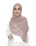 Lina & Lily Damen Muslim Premium Chiffon Hijab Kopftuch Schal aus Leicht Stoff (Nude)