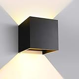 GHB 7W LED Wandleuchte Wandlampe mit einstellbar Abstrahlwinkel Design Wasserdichte IP 65 LED Wandbeleuchte Warmweiß Schwarz [Energieklasse A+]