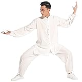 ZLZNX Kung-Fu-Meditations-Outfit für Herren, Kung-Fu-Uniform, für Tai Chi, Kung-Fu-Morgenübungen, Kleidung, Wing Chun, Taekwondo-Trainingskleidung, weiß, XXL