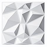 Art3d 33 Stück 3D Wandpaneele Diamant Hochsteifes PVC, 30 x 30 cm, Nicht Verformbar, Recycelbar, Wasserfest, Hitzebeständig, Geruchsneutral,matt weiß