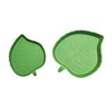 Poo4kark Kunststoff-Wassernapf für Reptilien, 2 Stück, blattförmige, für Schildkröten, Mais, Reptilien, zum Trinken Essen (2 Größen) Hundehalsband Elektroschock (Green, One Size)