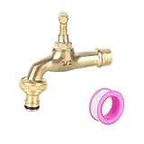 XCDMJ Schlauchhahn Aus Massivem Messing,1/2 Zollgarten Wasserhahn Rost-Und Frostsicher Außenhahn-Set Mit Wasserhahn Mit 1x Rollendichtband,Wasserhahn Aussen Messing Für G
