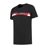 K-Swiss Unisex – Erwachsene Sport Heritage T-Shirt Stripe, Schwarz, L