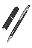 Online 43030 Kugelschreiber Graphite, edler Metall-Kugelschreiber, Druckkugelschreiber aus Aluminium, auswechselbare Mine, Schreibfarbe schwarz, Geschenk-Idee, Schwarz