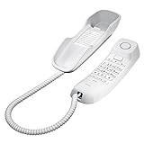 Gigaset DA210 - Schnurgebundenes Telefon mit elastischem Kabel - Platz für 10 Kurzwahleinträge - Wahlwiederholung - hörgerätekompatibel - einstellbare Tonrufmelodie und Lautstärke, weiß