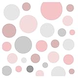 Little Deco Wandsticker 86 Punkte Kinderzimmer Mädchen Kreise | rosa grau | viele Farben Wandtattoo Klebepunkte Wandaufkleber Dots bunt DL390