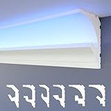 HEXIMO LED Stuckleisten 2in1, indirekte Beleuchtung Deckenleisten XPS Styropor Stuck dekorative Lichtdeckenleisten (10,2 Meter HLED 1)