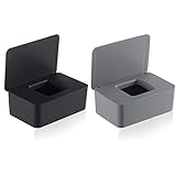 SOARFLY Feuchttücher Box, 2 Stück Feuchtes Toilettenpapier Box, Feuchtes Toilettenpapier, Schwarzes Toilettenpapier, Tissue Aufbewahrungskoffer Toilettenpapier Box(Schwarz+Grau)