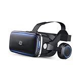 NK 3D VR Brille - Smartphone, Intelligente, Audio für Smartphone, 11,9 cm (4,7 Zoll) - 6,53 Zoll, Blickwinkel 90-100 Grad, 360º, Objektiv, Verstellbarer Pupille (Schwarz)