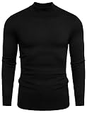 Babioboa Herren Strick Pullover mit Rundhals Feinstrick Langarmshirt Halb Rollkragen Pulli Sweater Einfarbig Thermo Basic Oberteile Freizeit Slim fit(Schwarz,XL)