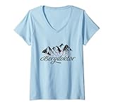 Damen Bergdoktor Berge Alpen Apres Ski Skifahren Snowboarden T-Shirt mit V-Ausschnitt