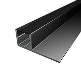 MOLA (MO-111) Fliesenprofil Aluminium 1 x 2m schwarz | Fliesen-Abschlussleiste für Led Streifen bis 1cm Breite | U-Profil Fliesenschiene + Acryl Abdeckung schwarz | Aluprofil belastbar