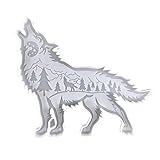 Xzan Wolf Form Silikonform, DIY Tier Stil Epoxidharz Dekoration Form, Weihnachten Wolf Ornament Form mit Mond Berg Baum, Harz Handwerk Form für Untersetzer Weihnachtsdekor