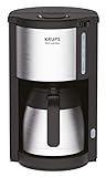 Krups KM305D Filterkaffeemaschine ProAroma | Thermo- Edelstahlkanne | Automatische Abschaltung | 10-15 Tassen | 800 Watt | 1,25L Wassertank | Schwarz/ Edelstahl