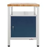 Steinbock Werkbank mit 1 Tür, Regal- und Ablageboden | 300 kg Tragkraft | HxBxT 84 x 60 x 60 cm | anthrazitgrau | 4 cm Starke Holzplatte | stabiles Stahlgestell | Made in EU | Profi-Werk