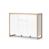 Vicco Kommode Davos, Weiß, Wohnzimmerschrank mit Schublade (113x86 cm mit 3 Türen)