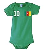 Youth Designz Kinder Baby Strampler Trikot Kamerun mit Wunschname + Nummer - Grün 12-18 Monate