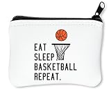 Eat Sleep Basketball Repeat Slogan Artwork Münzbörse Geldbörse für Herren und Damen