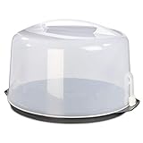 Xavax Kuchen-Transportbox rund (hohe Kuchenbox, spülmaschinengeeigneter Tortenbehälter mit Deckel und Tragegriff) schwarz