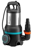 Gardena Schmutzwasser-Tauchpumpe 25000: Tauchpumpe mit Fördermenge 25.000 l/h, Schwimmschalter mit Dauerlauffunktion, Schmutzpartikel bis zu 38 mm, Schnellkupplungssystem, 1.100 W (9046-20)