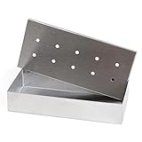 Wenco Premium Räucherbox, 20 x 9,5 x 4 cm, Edelstahl, Hitzebeständig, Smokebox für Gasgrill und Holzkohlegrill, Silber
