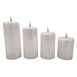 Online Fuchs 4er Set metallic LED-Kerzen aus Echtwachs mit praktischer Touch-Funktion und 6-Stunden Timer - realistisch flackernde Flamme - 546 (Weiß)
