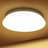 LE Deckenlampe 18W, LED Deckenleuchte Bad 1200LM Ø28cm 3000K für Badezimmer Flur Küche Wohnzimmer Schlafzimmer Balkon Licht, Rund Warmweiß Badezimmerlampe, LED Panel Flach Lampe, IP20 Badlampe Leuchte