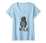 Damen Wildtier-Maulwurfhügel T-Shirt mit V-Ausschnitt