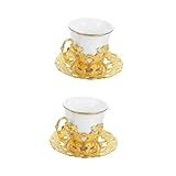 MAGICLULU 2 Sätze Türkische Kaffeetasse Kleine Teetassen Espressotasse Teetasse Mit Untertasse Türkische Tassen Latte-becher Tasse Tasse Demitasse-kaffeetasse Aluminiumlegierung G