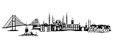 Samunshi® Istanbul Skyline Wandtattoo Sticker Aufkleber Wandaufkleber City Gedruckt Istanbul 120x27cm schwarz