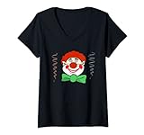 Damen Clown Kostüm, Fasching, Verkleidung - Herren, Damen, Kinder T-Shirt mit V-Ausschnitt