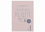 Rezeptbuch A5 zum Selberschreiben - Meine liebsten Rezepte - DIY Kochbuch, Backbuch schreiben, Design in Rosa Blau, Recyclingpapier, Softcover, 14,8 x 21 cm
