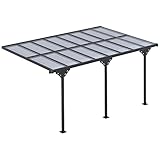 Outsunny Pergola Pavillon 4 x 3 m Gartenpavillon Überdachung Zelt 231-250 cm höhenverstellbar Sonnenschutz Terrassendach Anbaupavillion Aluminium Grau