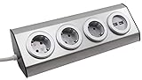 MC POWER - Steckdosenblock | PREMIUM | 3-fach Schutzkontakt-Steckdose, 2x USB, Aufbauversion, auch ideal für Eckmontage, Edelstahl und Kunststoff