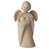 4betterdays.com NATURlich leben! Klassischer Schutzengel aus Zirbenholz - mit Herz - Höhe 9cm - Geschenk zur Taufe oder zu Weihnachten - Handwerk aus Südtirol