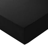 Amazon Basics Spannbetttuch, Mikrofaser, schwarz, 180 x 200 x 30 cm