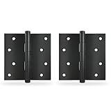 Amig - Pack von 2 festen Scharnieren | 4'' x 4'' (101 x 101 x 2.5 mm) | Edelstahl 18/8 | Schwarz | Mit flachem Abschluss | Mit quadratischer Eck