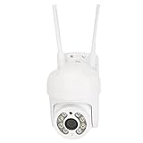 Socobeta Dome Überwachungskamera, 100‑240 V WiFi Smart Camera Bewegungserkennung IP66 Schutz 1920 x 1080 Flutlichtfunktion Dual Way Call für den Außenbereich(EU-Stecker)
