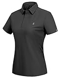 Little Donkey Andy Poloshirt Damen Kurzarm T-Shirt Golf Basic Jogginganzug UPF 50 Pullover Schnelltrocknend Premium Stoff Bluse Schwarz M