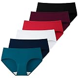 INNERSY Unterhosen Damen Baumwolle Frauen Unterwäsche Hipster Bequemer Pantys Slips 6er Pack (L/42 EU, 4 Dunkel/Weiß/Rot)