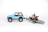 01696 Jeep Cross Country Racer blau, Fahrer, Anhänger und Quad
