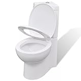 Atlojoys Keramik WC Toilette Ecke, WC-Sitz, Tiefspül-WC Set, Weiß
