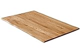SAM Tischplatte 140x80 cm Richard, Eichenholz massiv, stilvolle Baumkanten-Platte, Unikat aus Wildeiche, FSC® 100% Zertifiziert